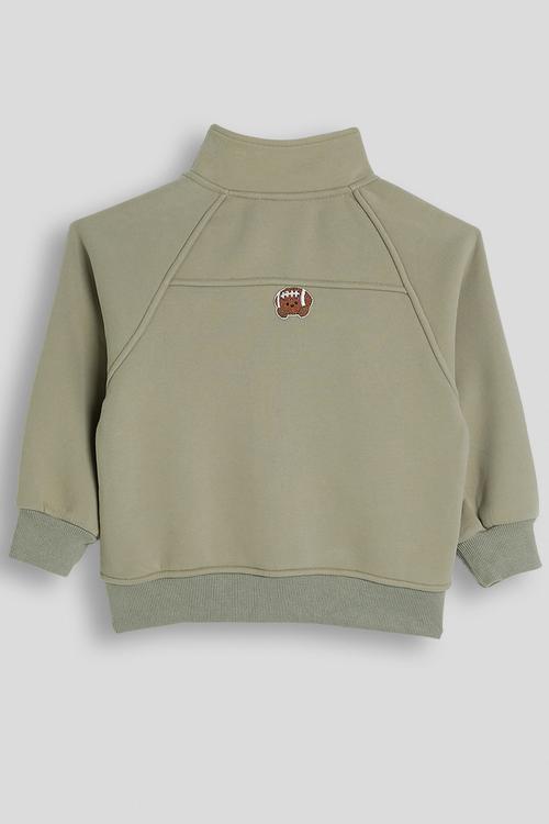 Welt seam zipper sweatshirt - pastel olive