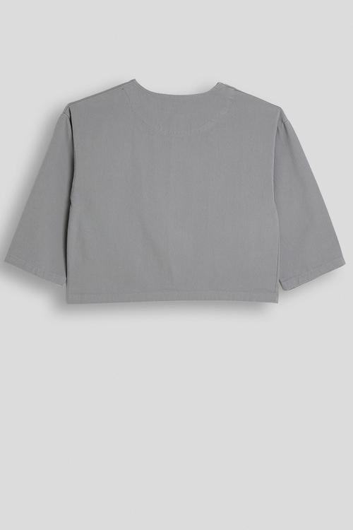 Cropped collarless co-ord jacket - granite