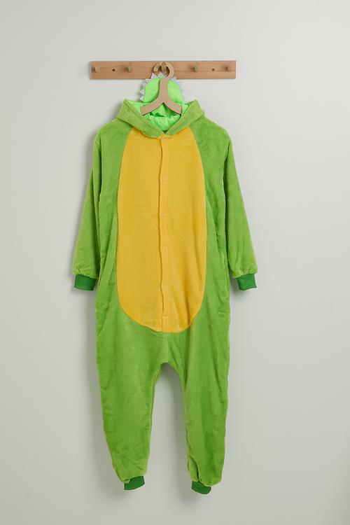 Dino onesie - apple green/yellow