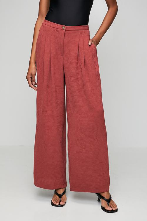 St cey tailoring wide leg pleat trouser - rust