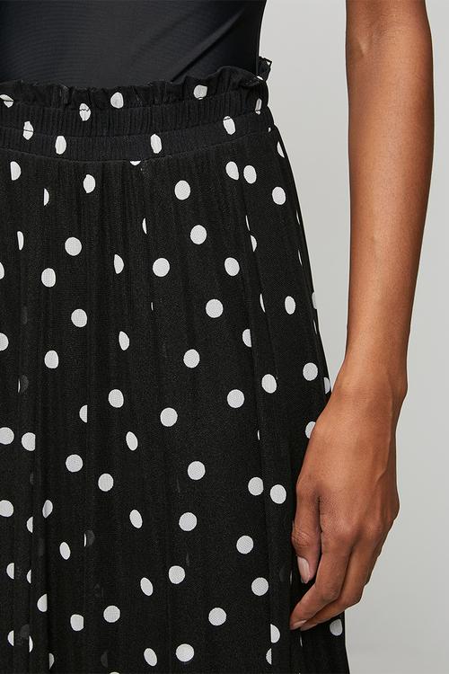 Panelled Lined Mesh Skirt - Black