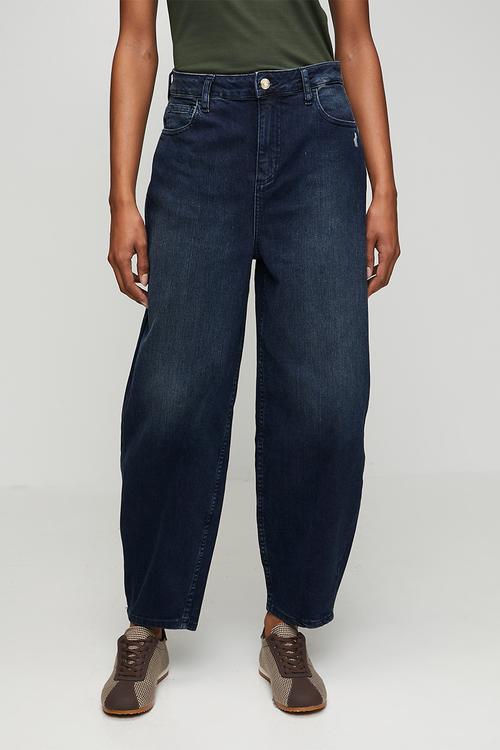 Wmn Joey Barrel Leg Jean - Dark Wash