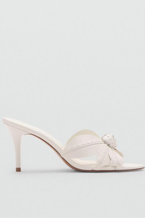 Flower open toe mule - light beige