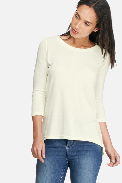 Dipped button back ballerina sleeve knit