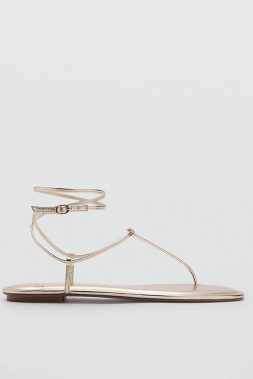 Mina t-bar post ankle strap - gold