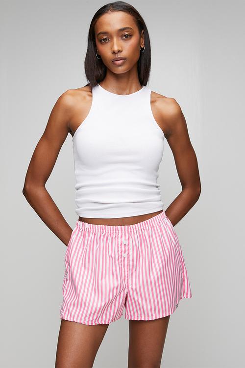Ladies woven short - pink stripe