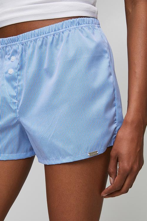 Ladies woven short - navy stripe