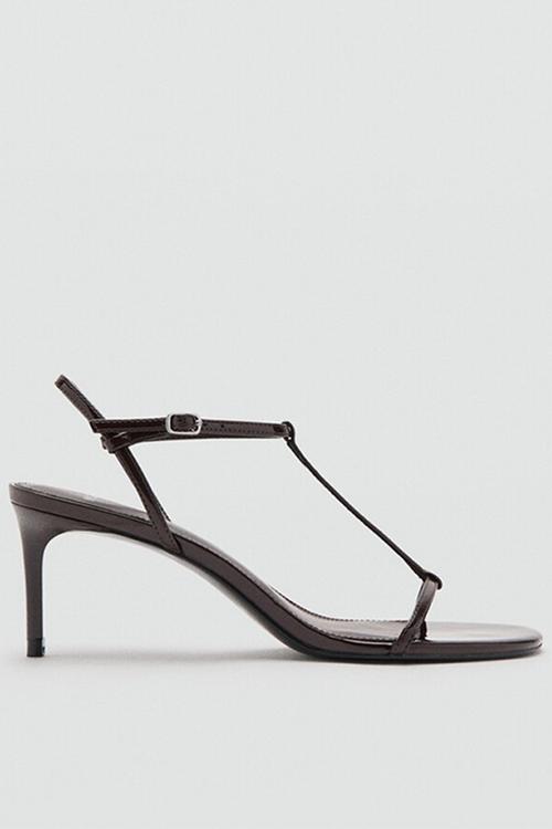 Lion open toe ankle strap - dark brown