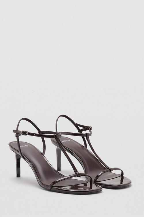 Lion open toe ankle strap - dark brown