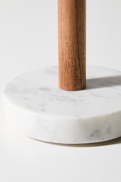 Marble & Wood Paper Towel Holder - Natural