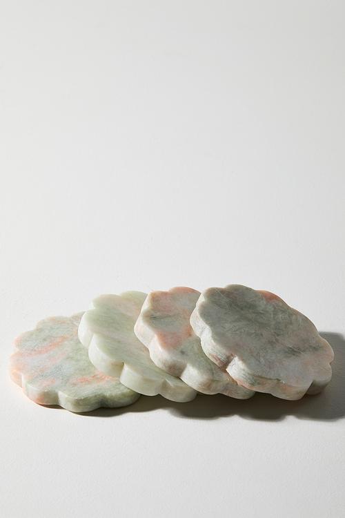 Scalloped Marble Coaster Set 4