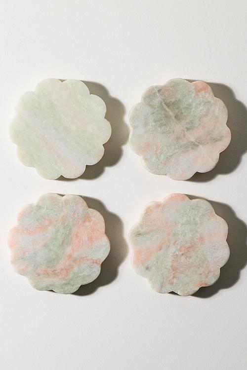 Scalloped Marble Coaster Set 4