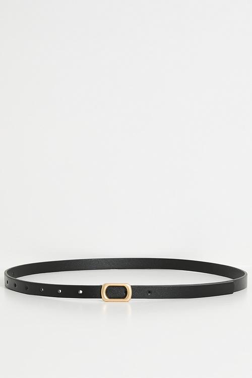Azura Skinny Rectangular Buckle Belt - Black