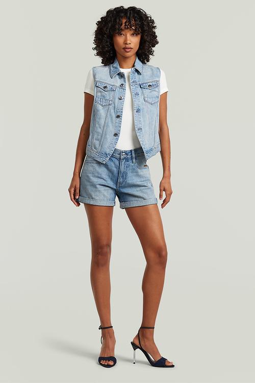 Pitched hem slim vest wmn - vintage summer clouds