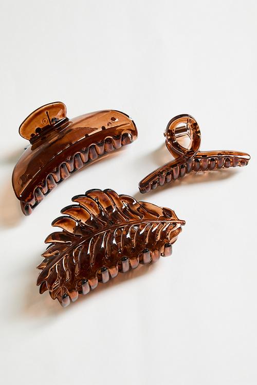 Danae Claw Clip Set - Brown