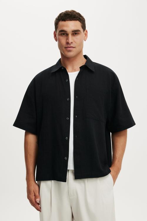 Boxy Fit Short Sleeve Shirt - Black