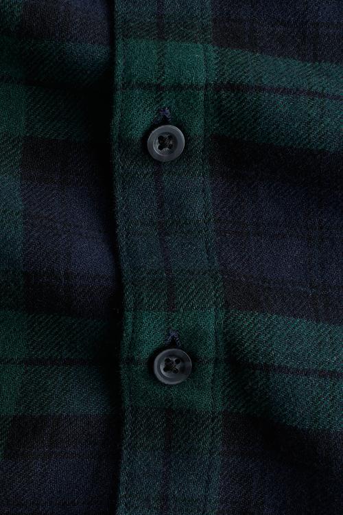Cotton flannel shirt - green/blue checked