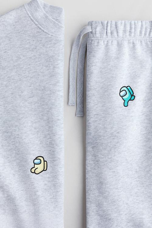 2-Piece printed sweatshirt set - light grey marl/among us