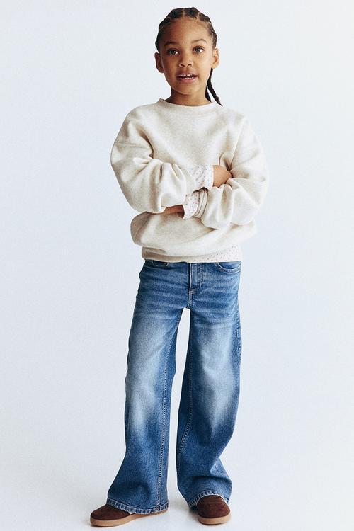 Superstretch wide leg jeans - washed denim blue