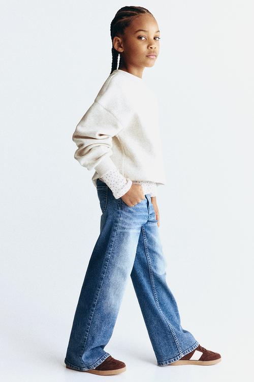 Superstretch wide leg jeans - washed denim blue