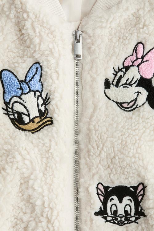 Appliqu?d teddy bomber jacket - cream/minnie mouse