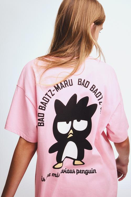Printed cotton T-shirt - pink/badtz-maru