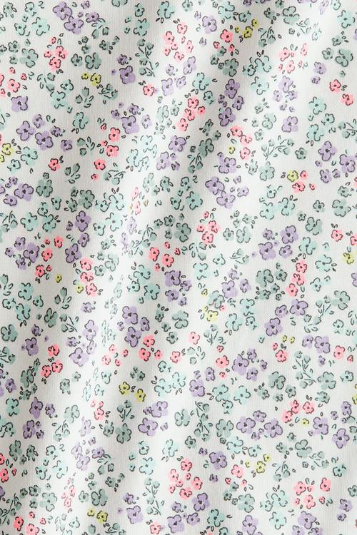 Printed jersey top - white/floral