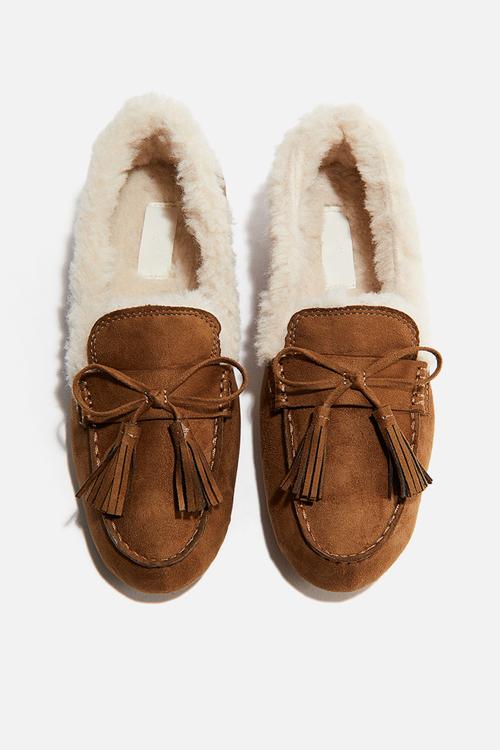 Warm-lined slippers - brown
