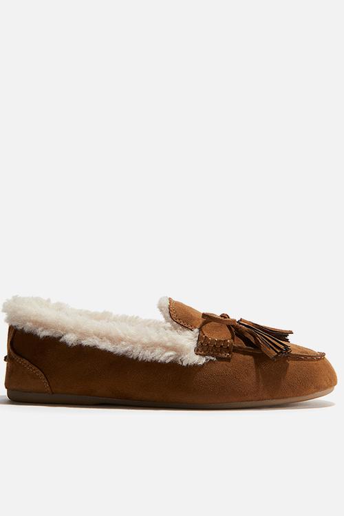 Warm-lined slippers - brown