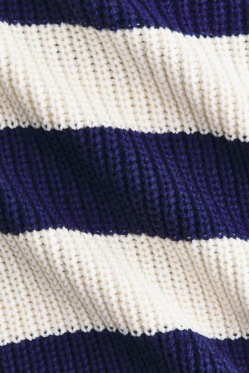 Patent-knit jumper - cream/navy blue