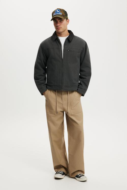 Cropped canvas harrington - black