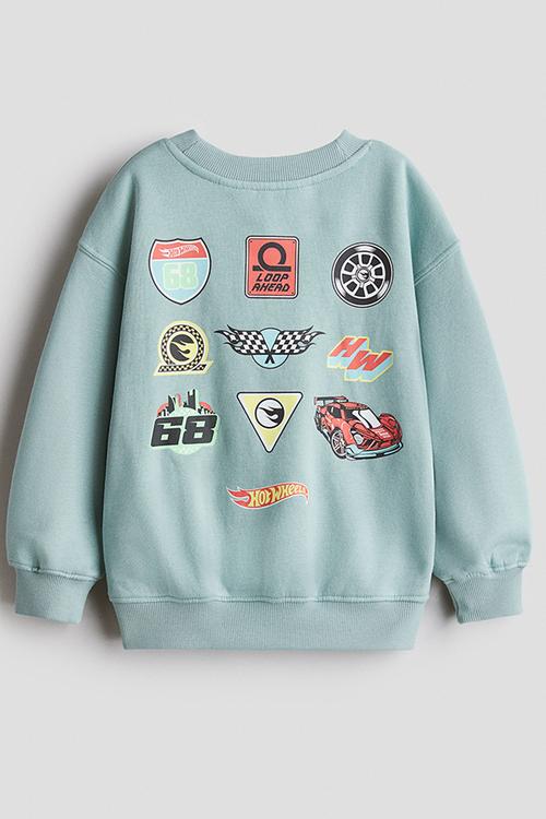 Printed sweatshirt - dusty turquoise/hot wheels