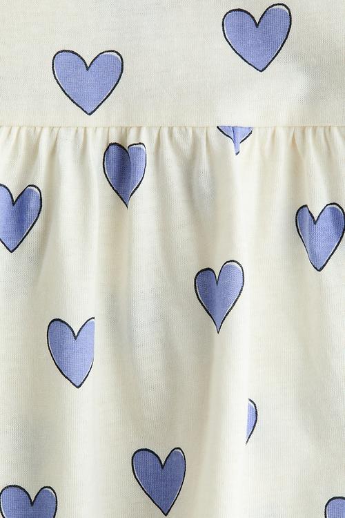 Printed cotton dress - white/hearts