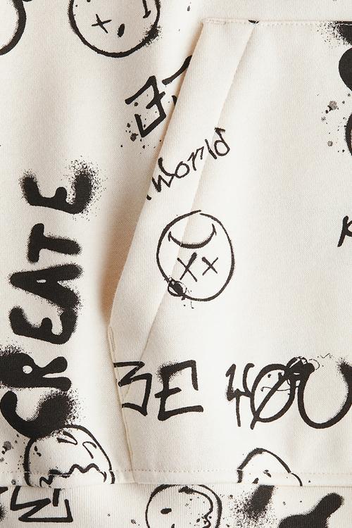 Printed hoodie - light beige/smileyworld?