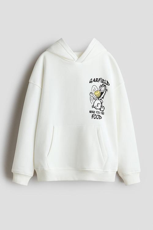 Printed hoodie - white/garfield