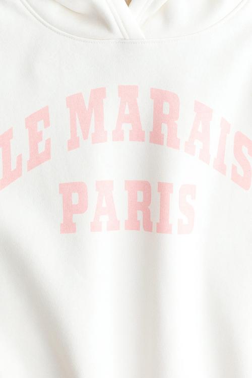 Oversized motif-detail hoodie - white/le marais
