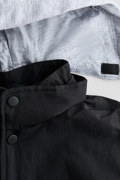 Hooded bomber jacket - black