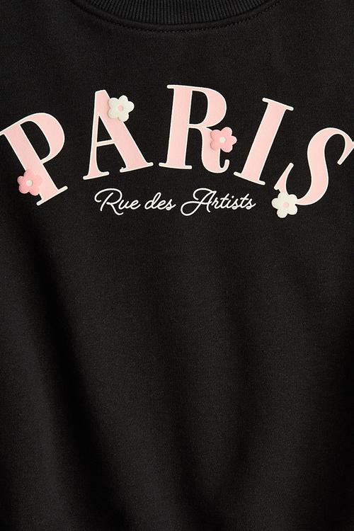 Printed brushed-inside sweatshirt - black/paris