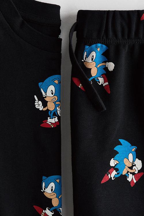 2-Piece printed jersey set - black/sonic the hedgehog