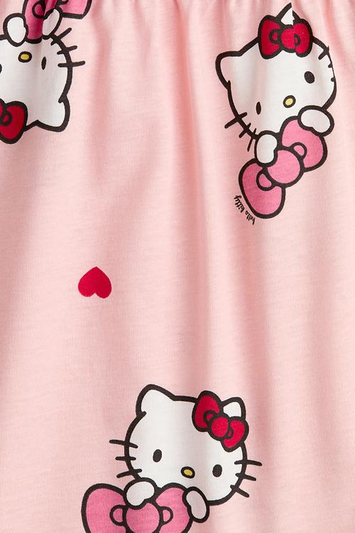 Printed cotton dress - light pink/hello kitty