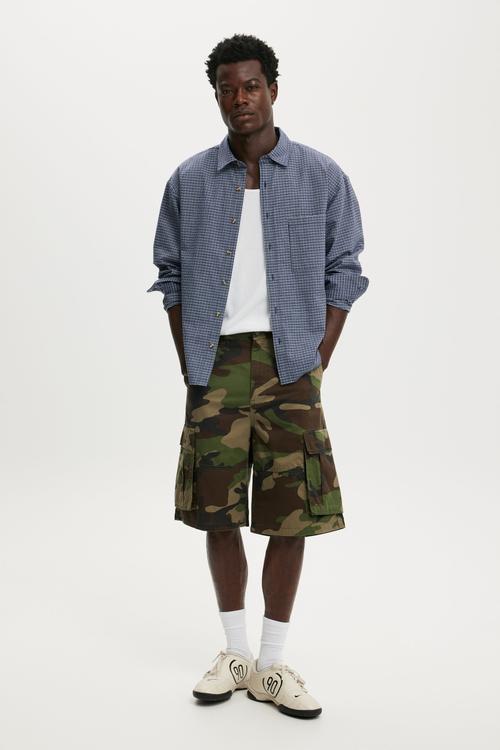 Hudson long sleeve shirt - navy mini check