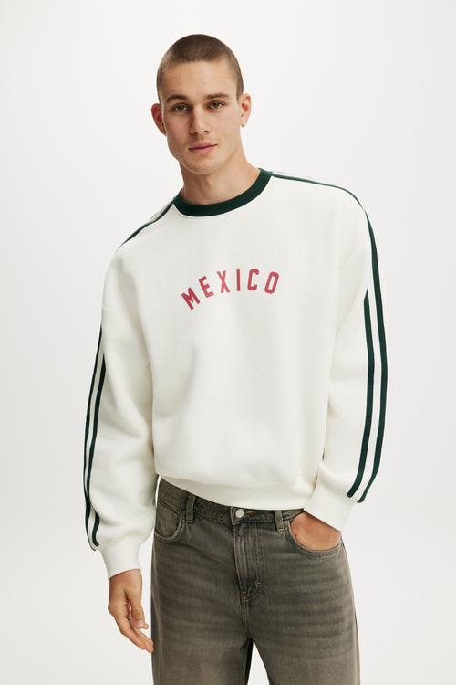 Oversized Graphic Crew Sweater - Chalk White / Mexico