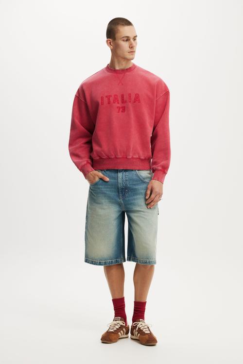 Oversized Graphic Crew Sweater - Chilli Pepper Wash / Italia