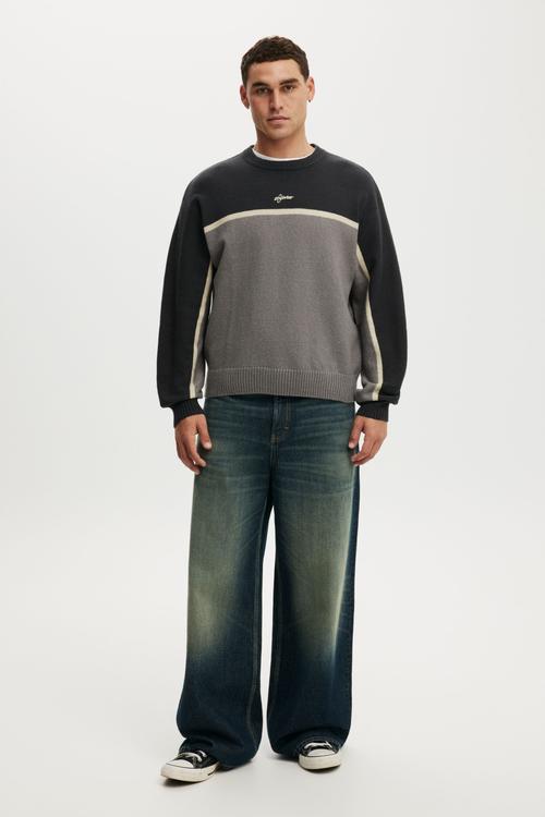 Panelled Crew Knit - Black / Splice
