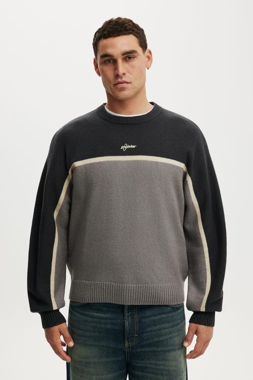 Panelled Crew Knit - Black / Splice