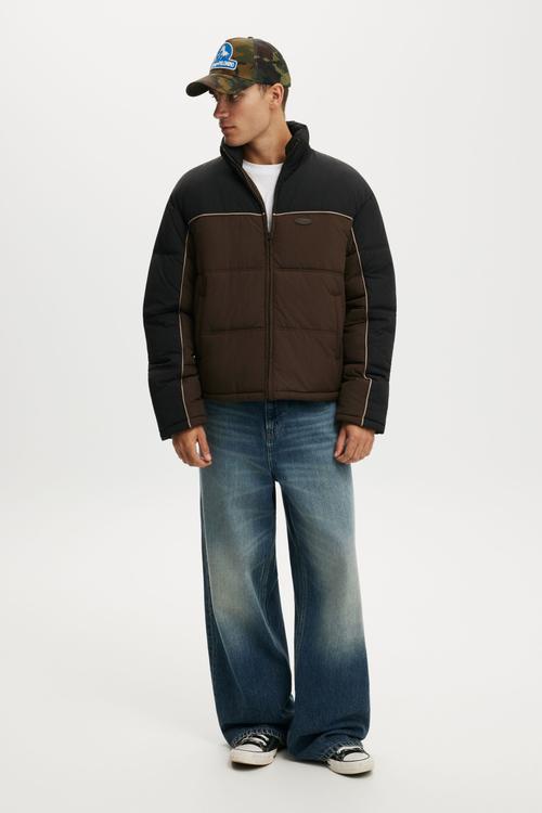 Puffer Jacket - choc/panelled