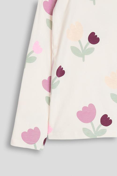 Printed long-sleeved top - neutral/flowers