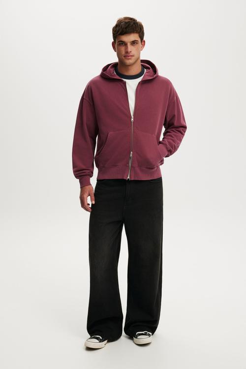 Zip Up Hoodie - Crimson Wash