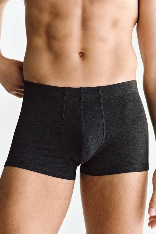 3-Pack short cotton trunks - grey marl/black