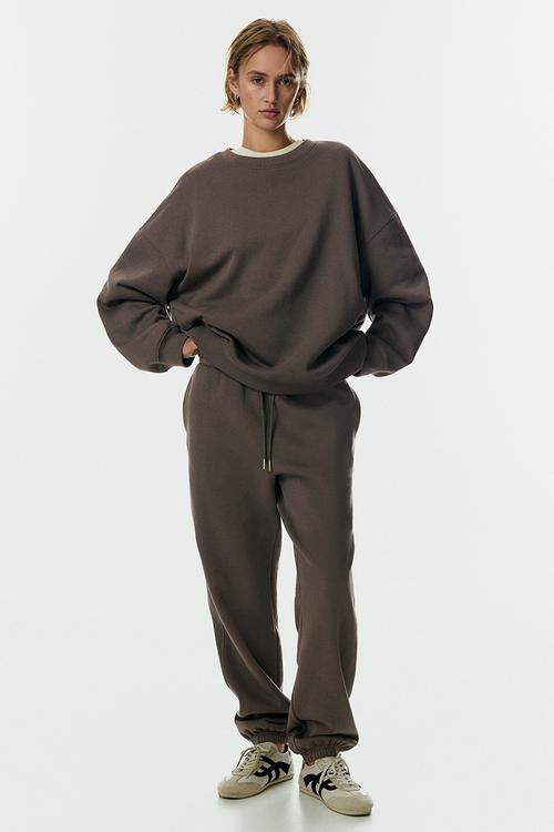 Cotton-blend sweatpants - dark greige